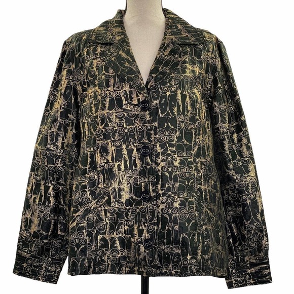 CHICO’S Printed Button Down Blazer Jacket Coat - Picture 1 of 12